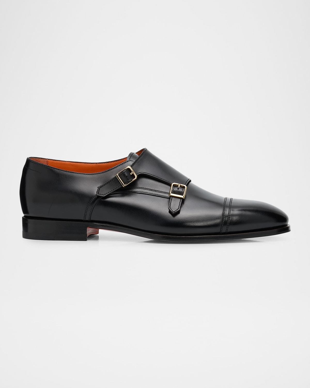 Santoni Adrian double monk strap en negre
