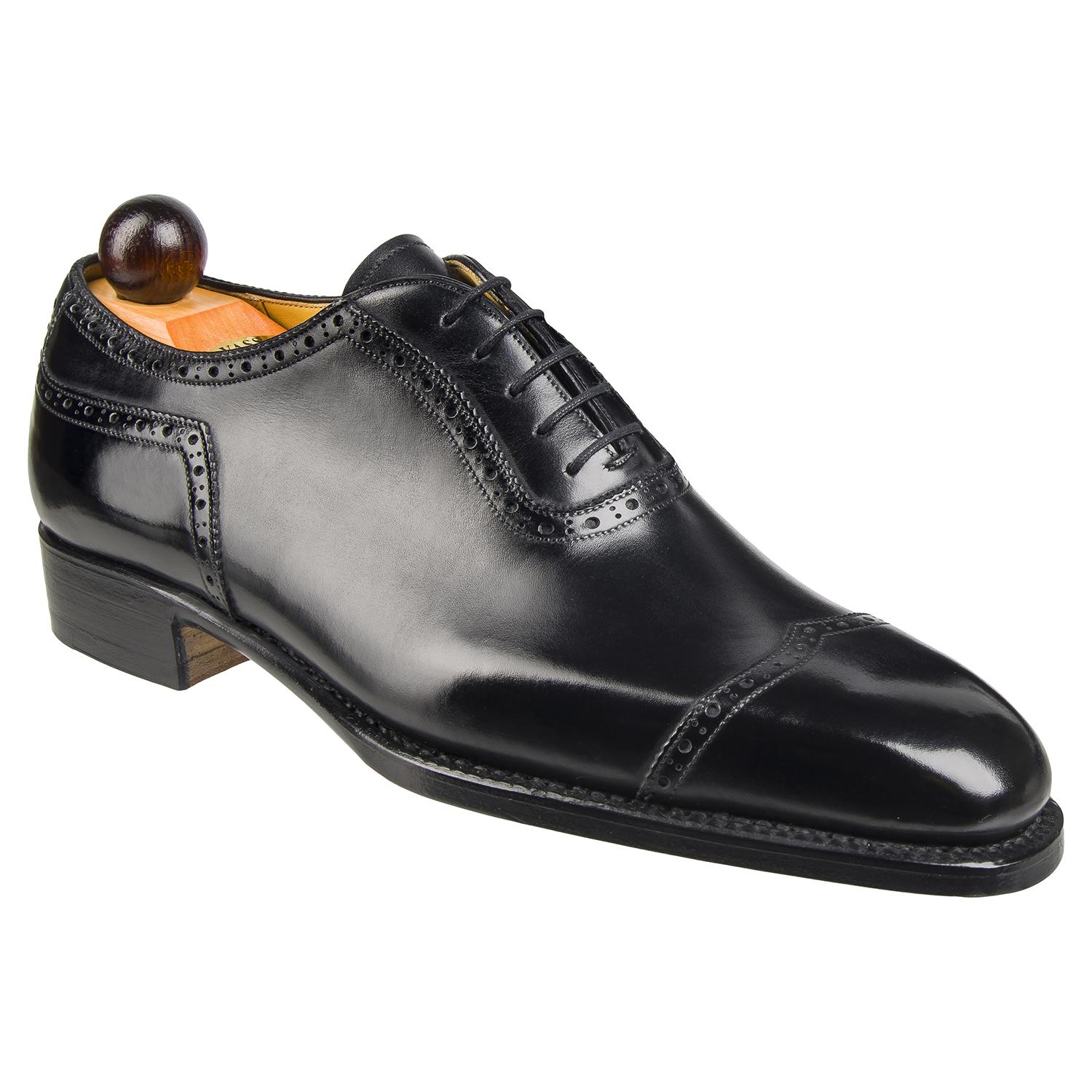 Vass Italian Oxford Brogue en vedell negre — vista frontal